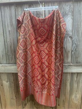 Stein Mart silk blend gold and red wrap